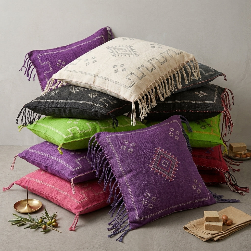 Coussin Berbère Marocain Multicolore Artisanal | Yamiriam