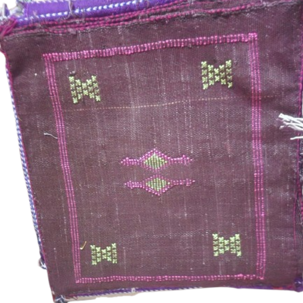 Coussin Sabra Marron Prune & Broderies Berbères | Yamiriam