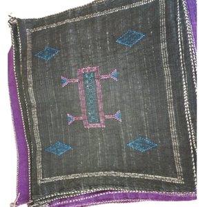 Coussin Sabra Noir Violet & Broderies Berbères | Yamiriam