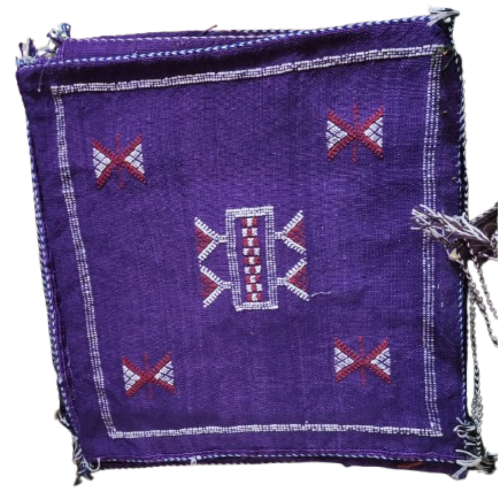 Coussin Sabra Violet & Broderies Berbères | Yamiriam