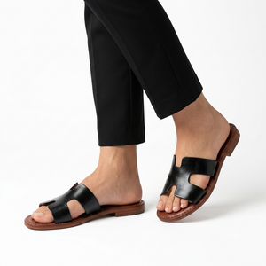 Sandale Femme Style H Bleu et Noir | Yamiriam