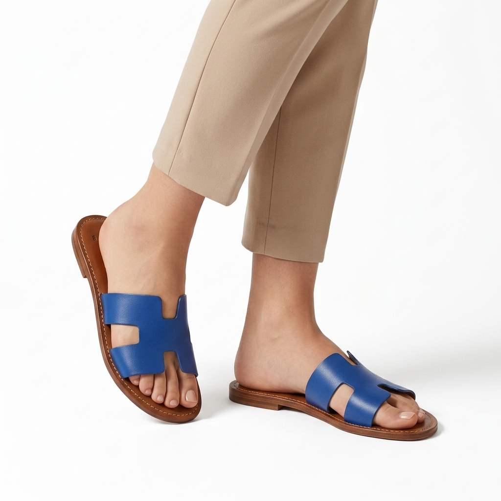 Sandale Femme Style H Bleu et Noir | Yamiriam