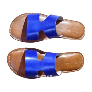 Sandale Femme Style H Bleu et Noir | Yamiriam