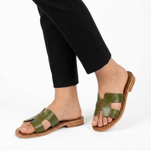 Sandale Style H Verte et Marron | Yamiriam