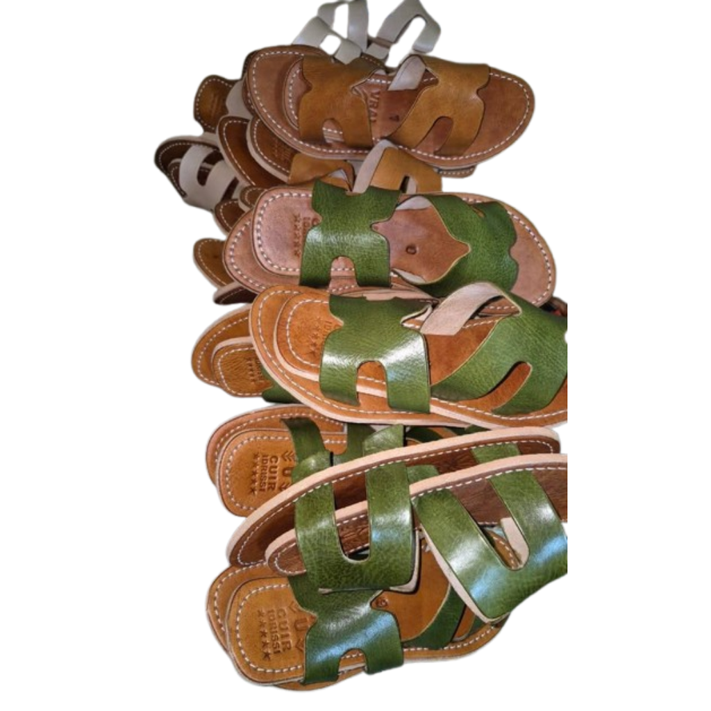 Sandale Style H Verte et Marron | Yamiriam
