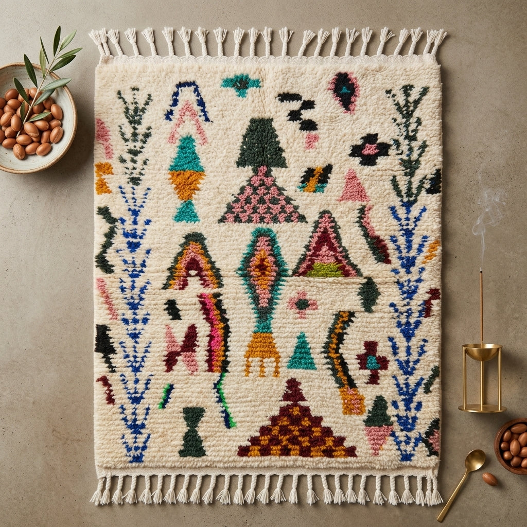Tapis Azilal Arbres de Vie & Pyramides | Yamiriam