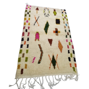 Tapis Azilal Bordures Damier & Symboles Dispersés | Yamiriam