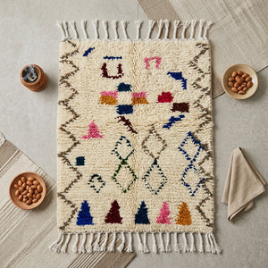 Tapis Azilal Bordures Zigzag & Losanges Centraux | Yamiriam
