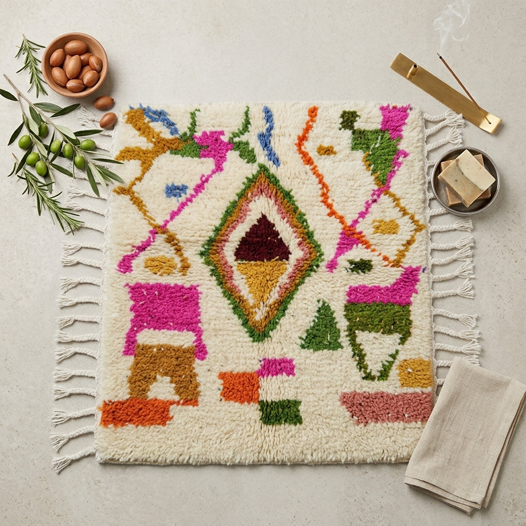 Tapis Azilal Grand Losange Central & Formes Vives | Yamiriam