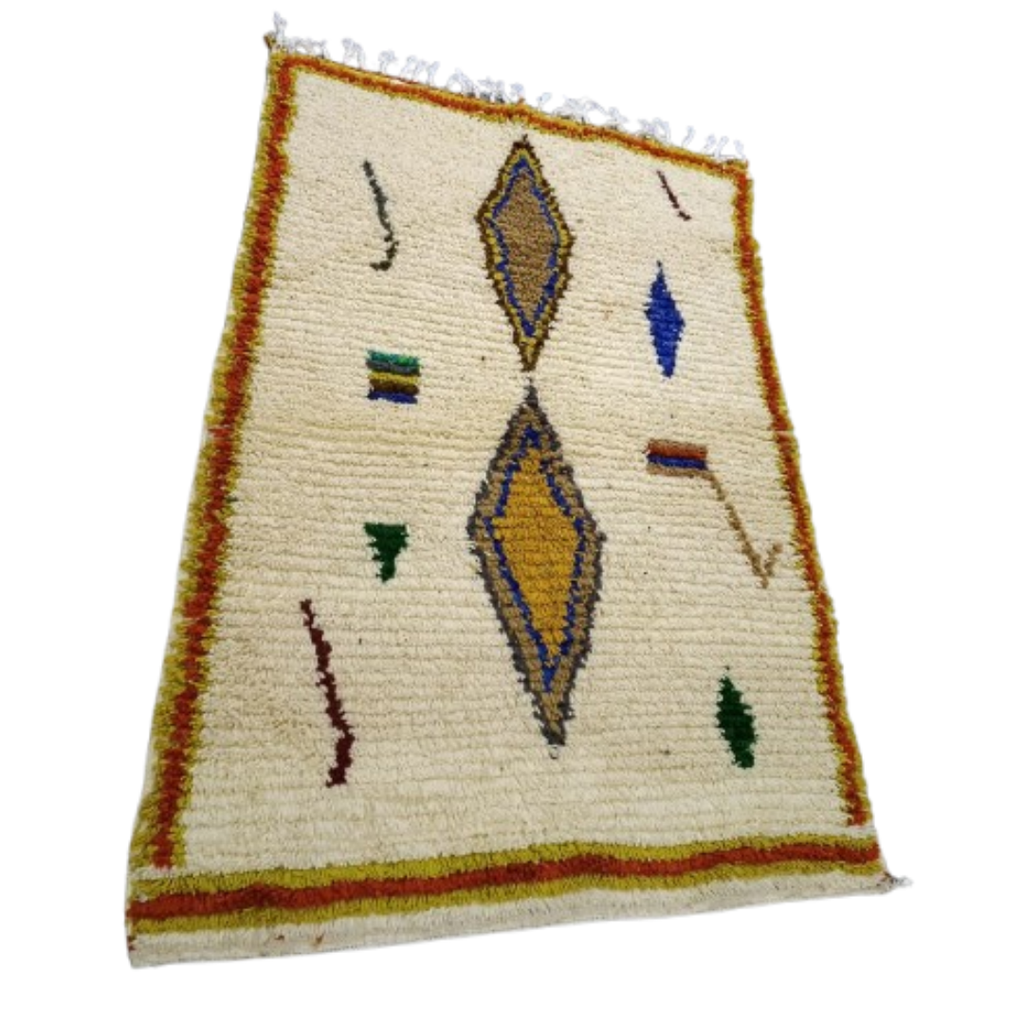 Tapis Azilal Grands Losanges & Bordure Colorée | Yamiriam