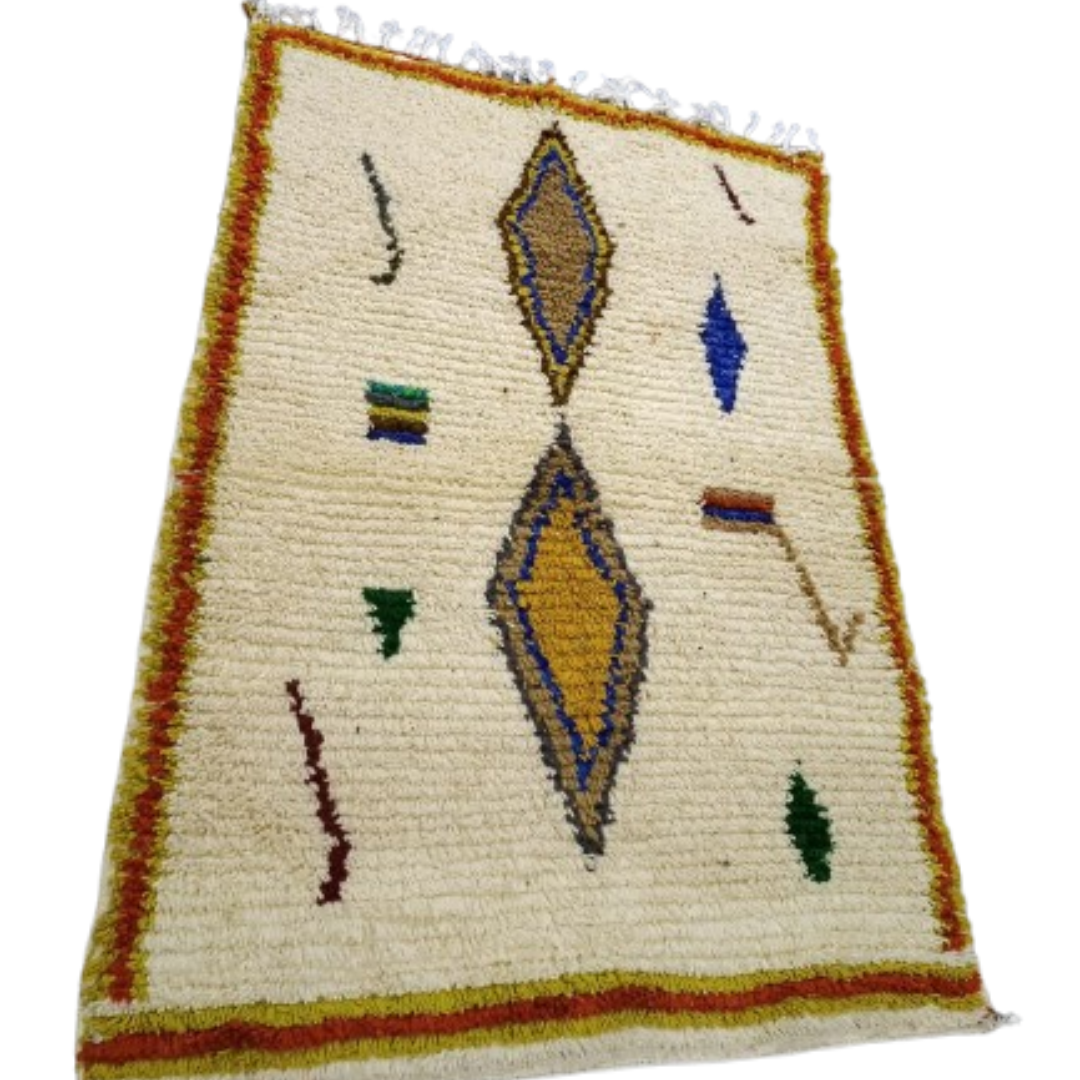 Tapis Azilal Grands Losanges & Cadre Coloré | Yamiriam