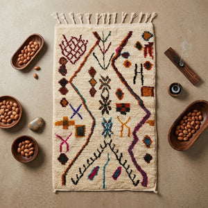 Tapis Azilal Lignes Zigzag & Symboles Berbères | Yamiriam