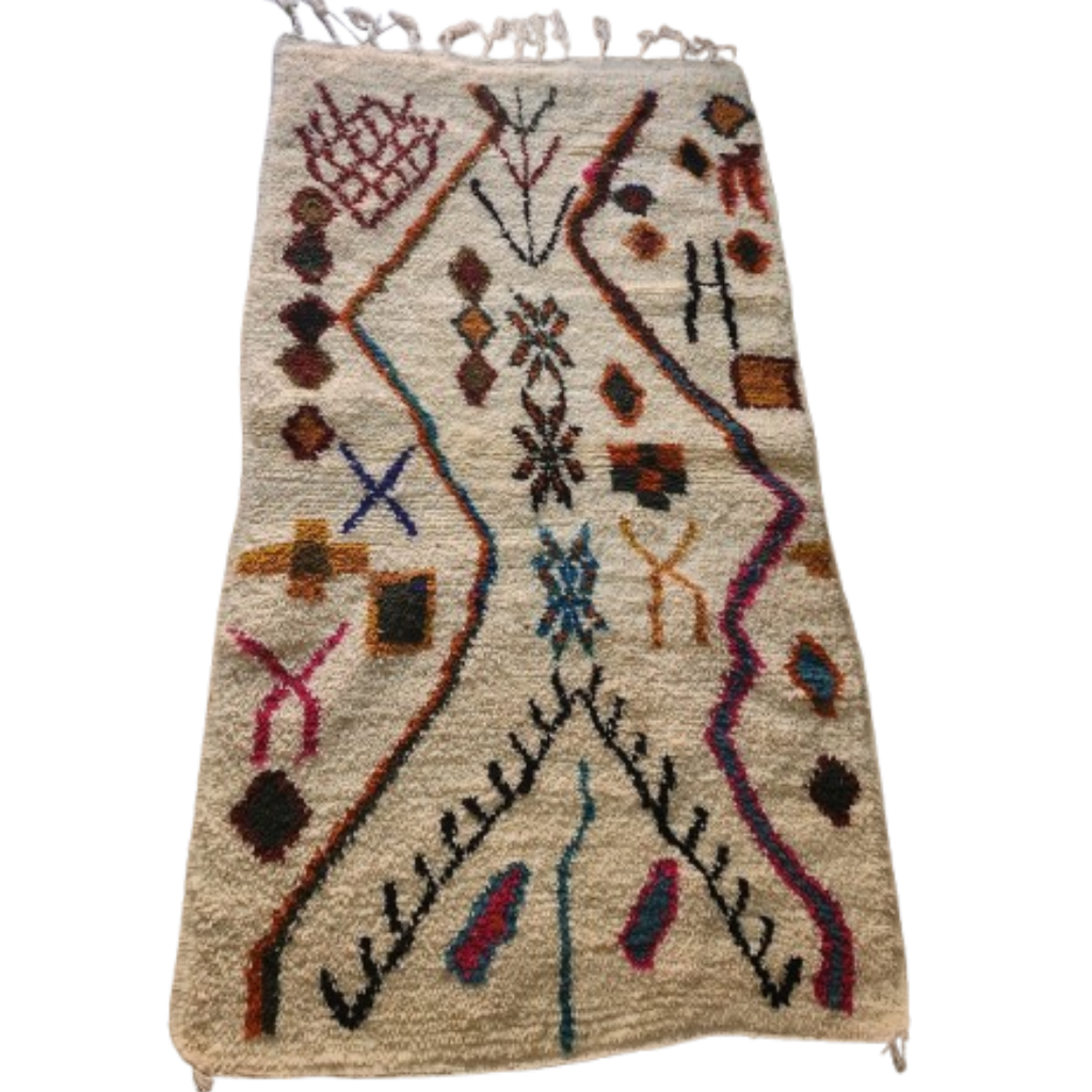 Tapis Azilal Lignes Zigzag & Symboles Berbères | Yamiriam