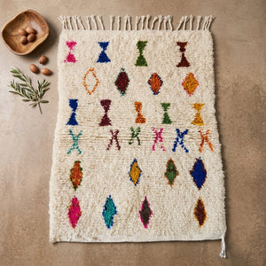Tapis Azilal Losanges Colorés & Symboles Sabliers | Yamiriam