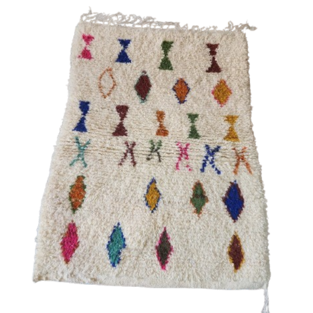 Tapis Azilal Losanges Colorés & Symboles Sabliers | Yamiriam