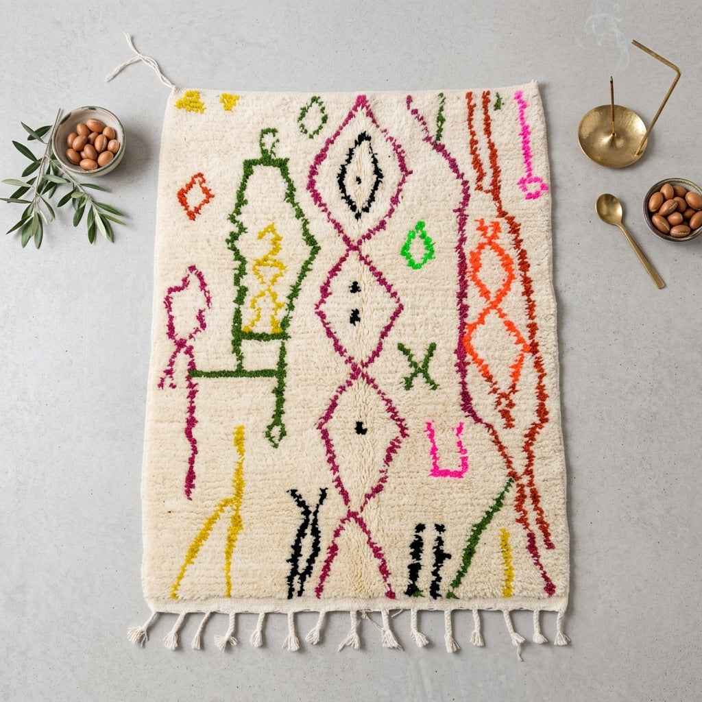 Tapis Azilal Losanges & Motif Lanterne | Yamiriam