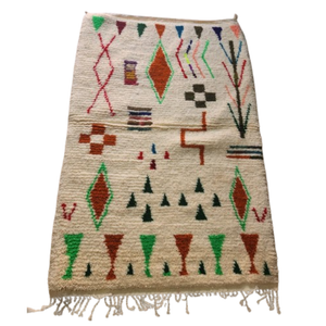 Tapis Azilal Losanges Orange & Motifs Berbères | Yamiriam