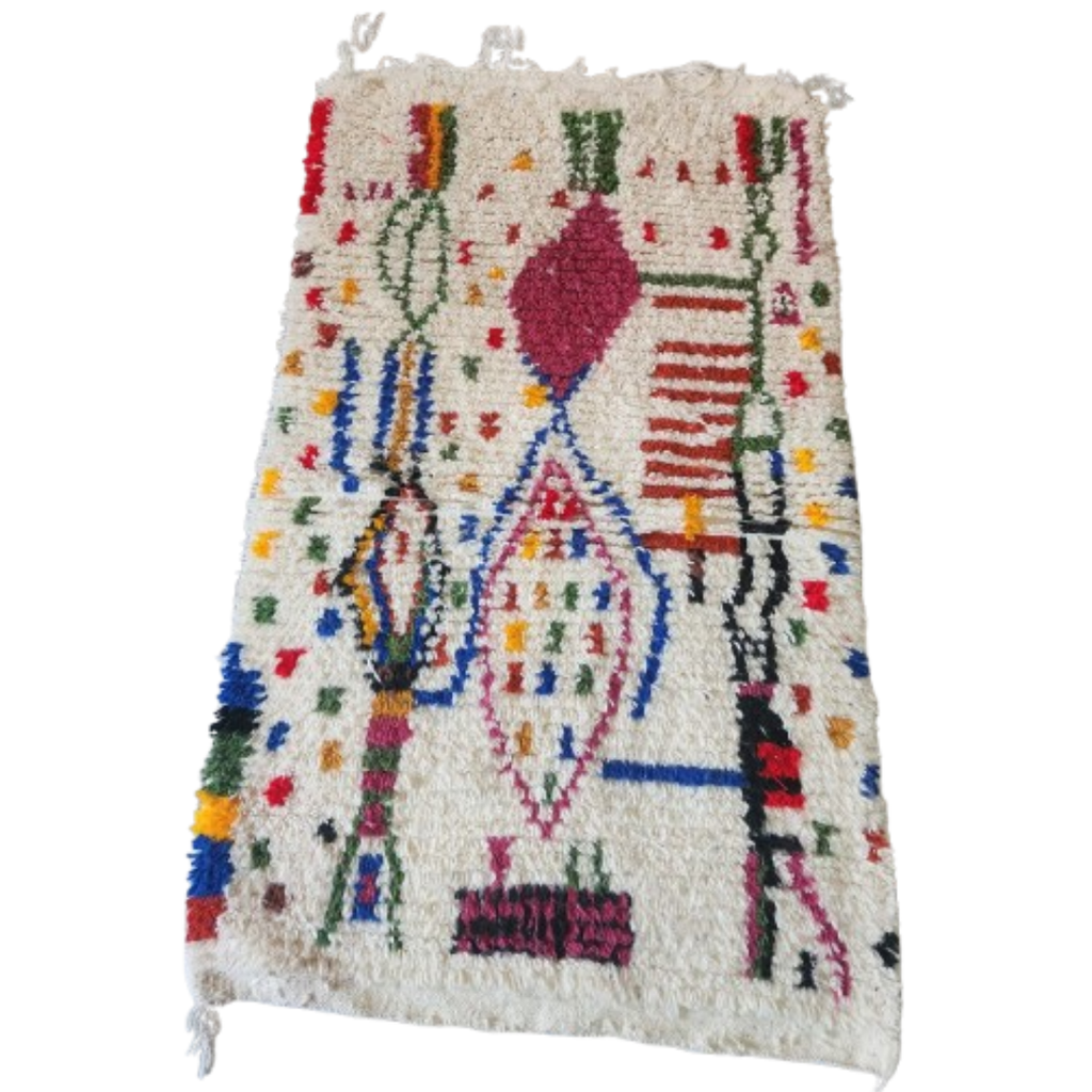 Tapis Azilal Médaillons Verticaux & Points Colorés | Yamiriam