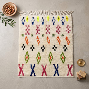 Tapis Azilal Rangées Géométriques & Symboles Berbères | Yamiriam