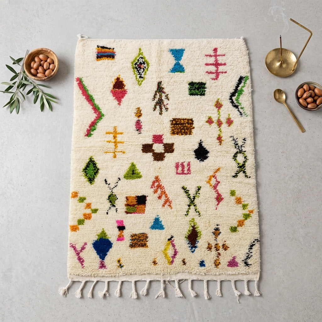 Tapis Azilal Symboles Amazighs Dispersés | Yamiriam