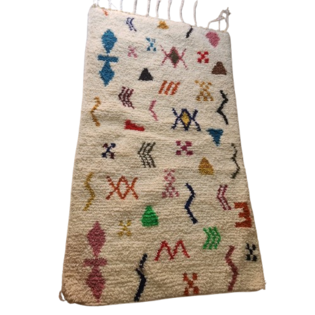 Tapis Azilal Symboles Amazighs & Fond Crème | Yamiriam