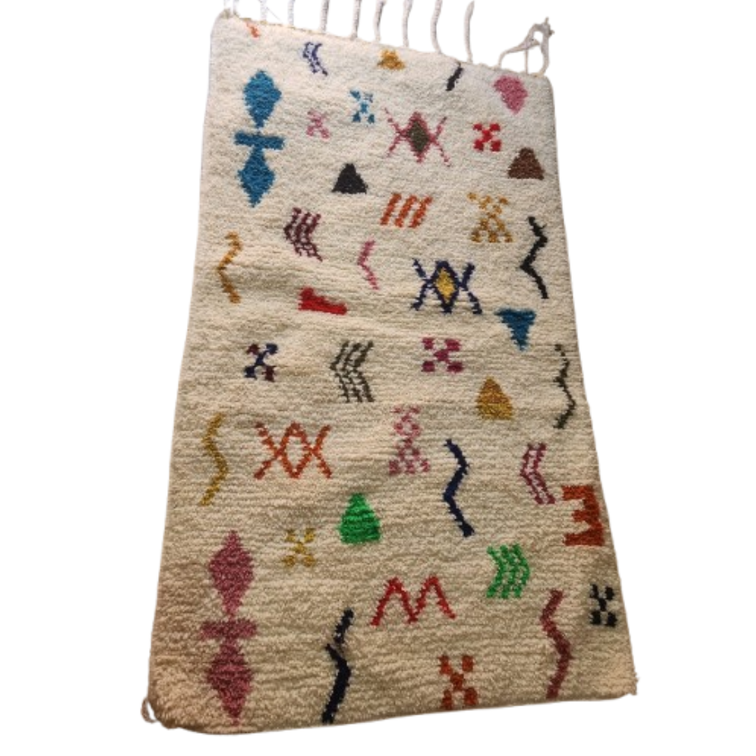 Tapis Azilal Symboles Amazighs & Fond Crème | Yamiriam