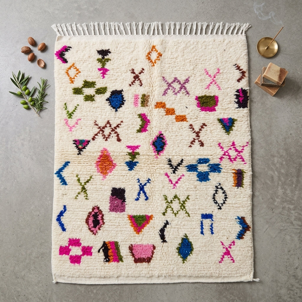 Tapis Azilal Symboles Berbères & Couleurs Vives | Yamiriam