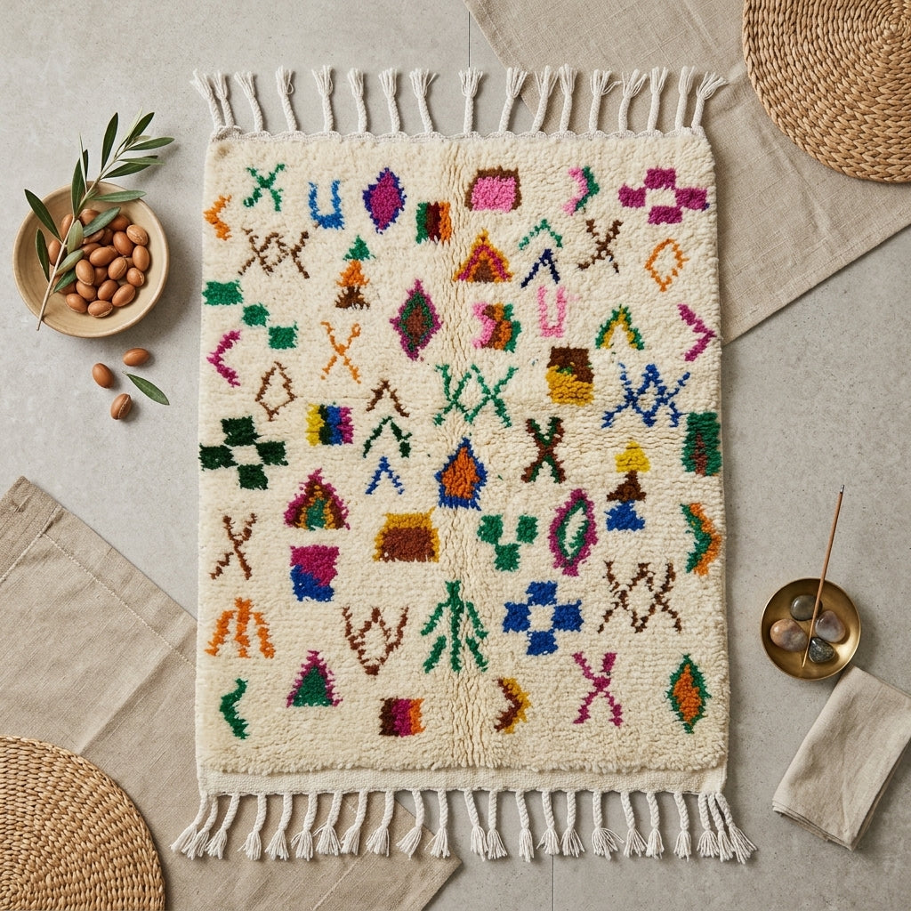 Tapis Azilal Symboles Berbères & Motifs Géométriques | Yamiriam