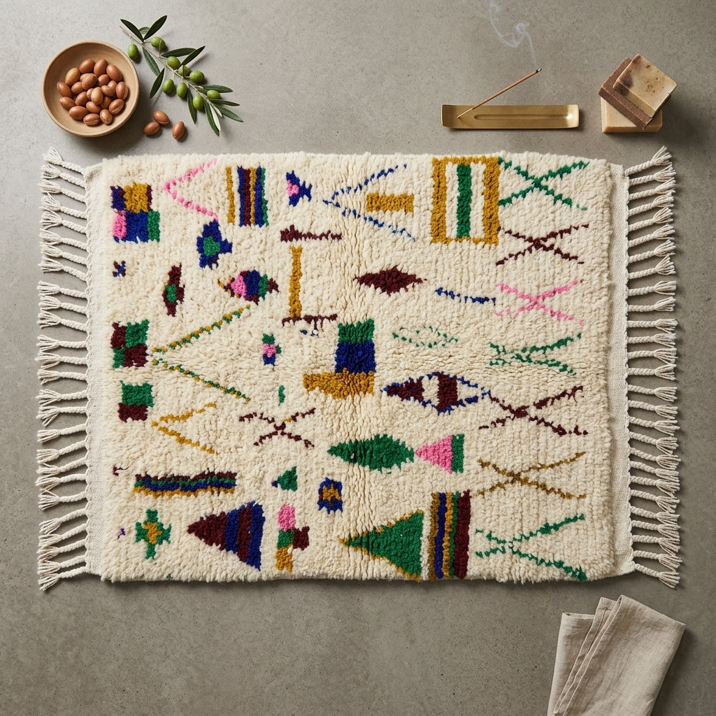 Tapis Azilal Symboles Géométriques & Berbères | Yamiriam