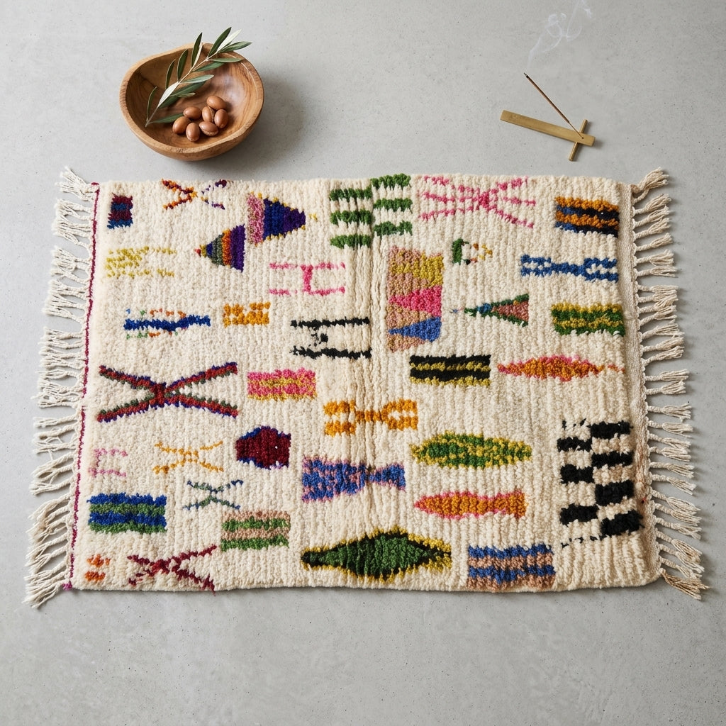 Tapis Azilal Symboles Géométriques & Damier | Yamiriam