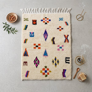 Tapis Azilal Symboles Géométriques & Motifs Colorés | Yamiriam
