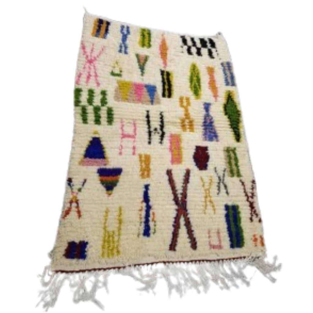 Tapis Azilal Symboles Géométriques & Triangles Colorés | Yamiriam