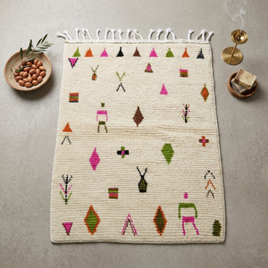 Tapis Azilal Symboles Miniatures & Motifs Colorés | Yamiriam