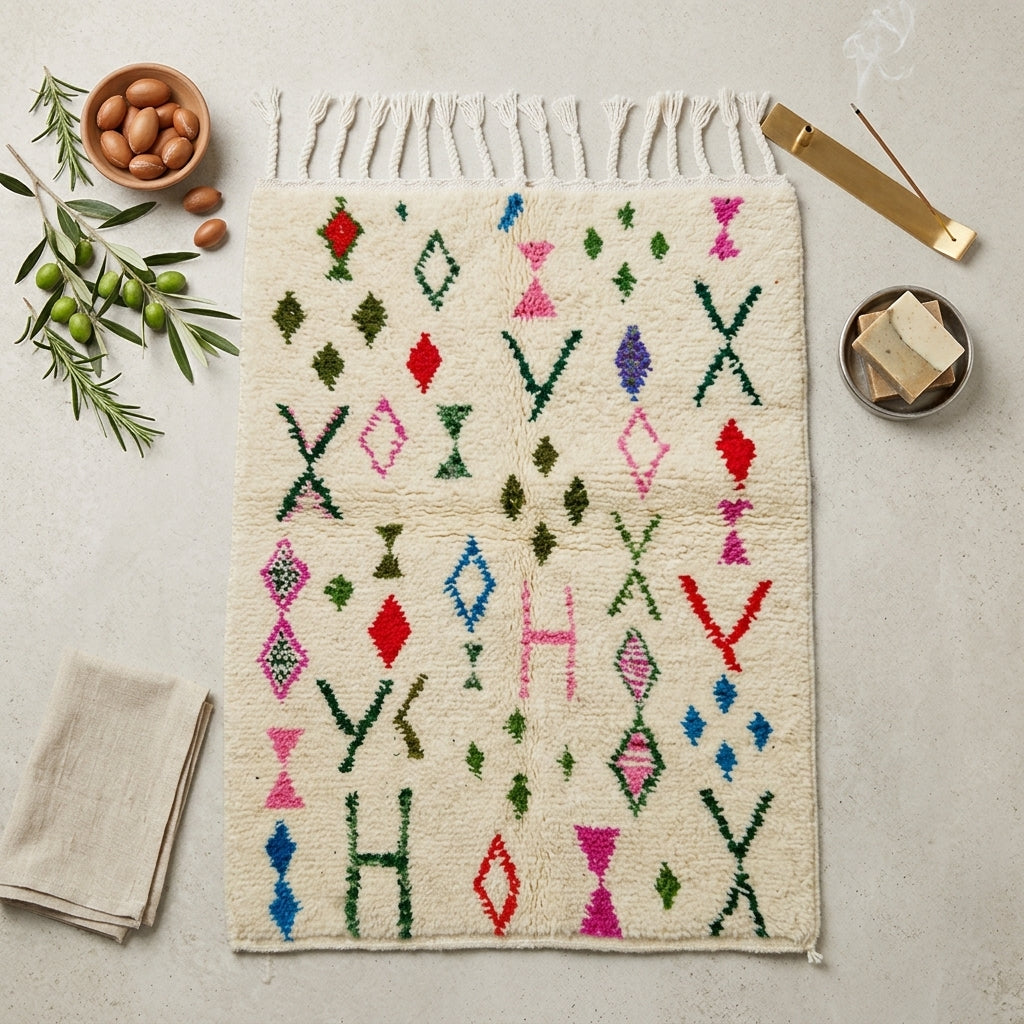 Tapis Azilal Tifinagh & Losanges Multicolores | Yamiriam