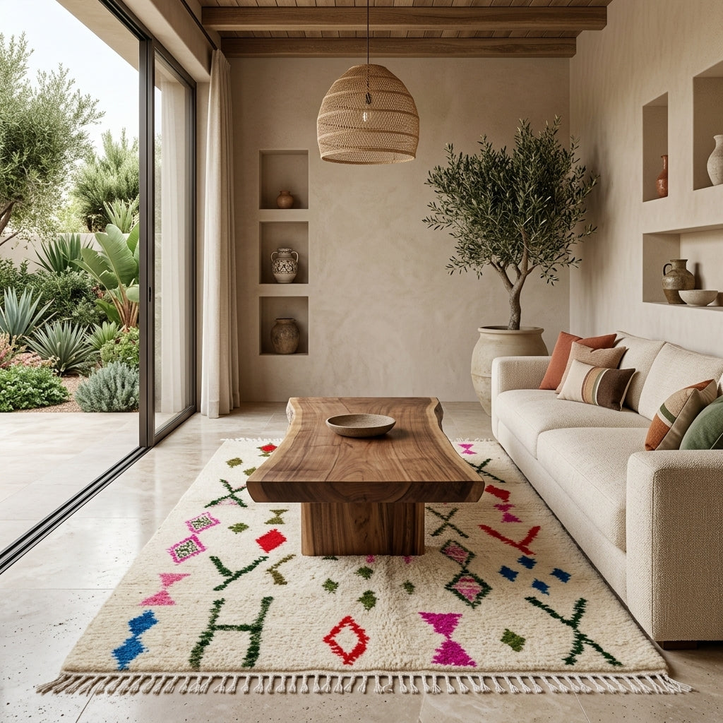 Tapis Azilal Tifinagh & Losanges Multicolores | Yamiriam