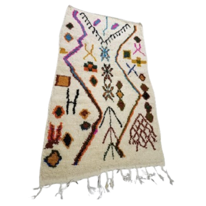 Tapis Azilal Zigzag Violet & Symboles Berbères | Yamiriam