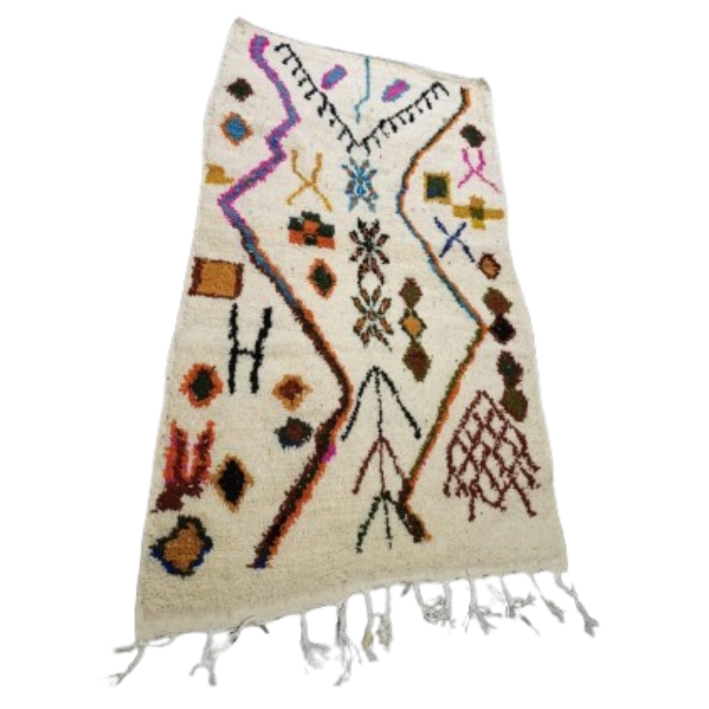 Tapis Azilal Zigzag Violet & Symboles Berbères | Yamiriam