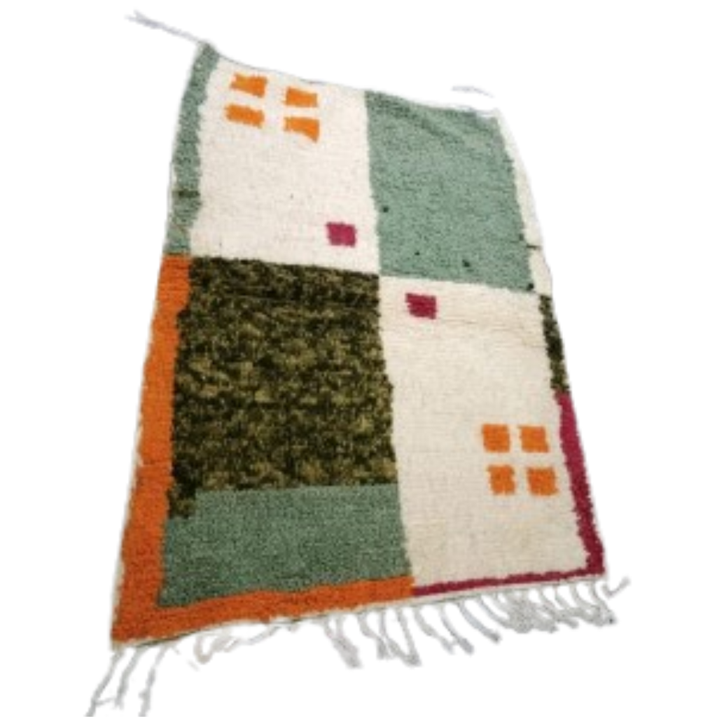 Tapis Beni Ourain Azilal Grands Carreaux Colorés | Yamiriam