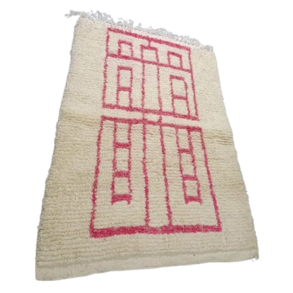 Tapis Beni Ourain Cadres Rose Fuchsia & Motifs | Yamiriam