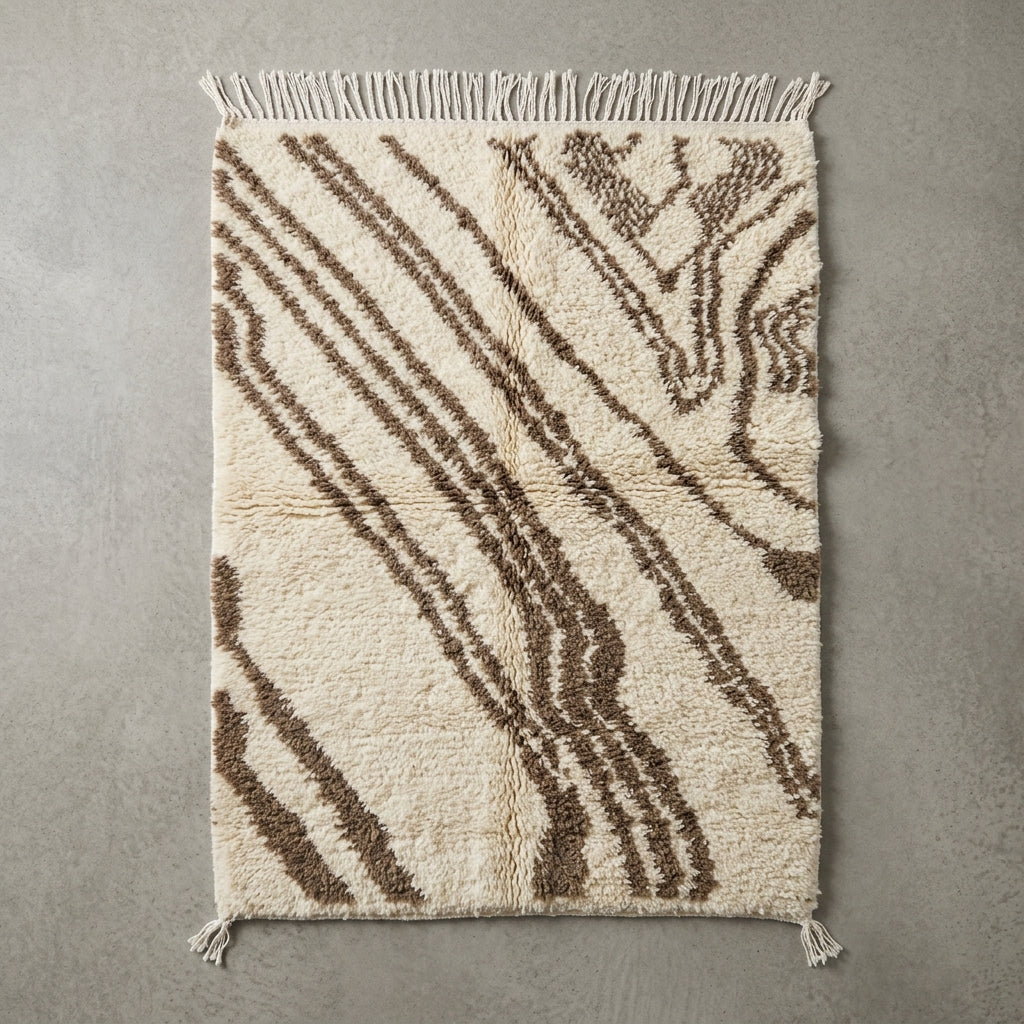 Tapis Beni Ourain Lignes Diagonales Marron | Yamiriam