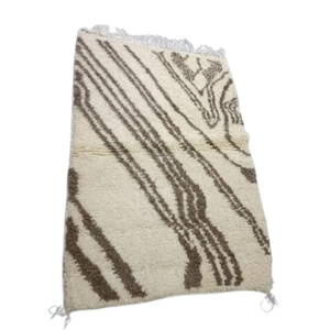 Tapis Beni Ourain Lignes Diagonales Marron | Yamiriam