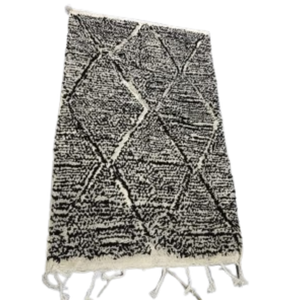 Tapis Beni Ourain Noir Gris & Losanges Blancs | Yamiriam