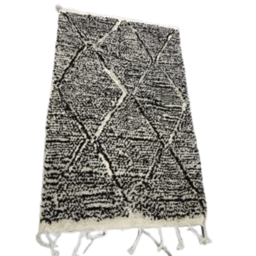 Tapis Beni Ourain Noir Gris & Losanges Blancs | Yamiriam