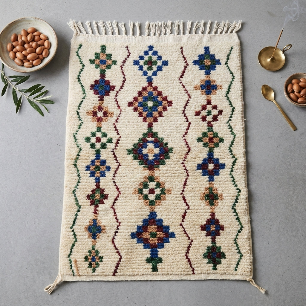 Tapis Zanafi Azilal Lignes de Losanges Mosaïques | Yamiriam