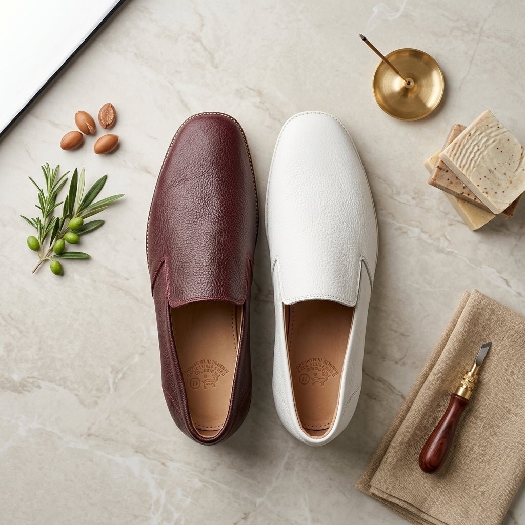Balghin Homme Marron Foncé & Blanc | Yamiriam - YaMiriam