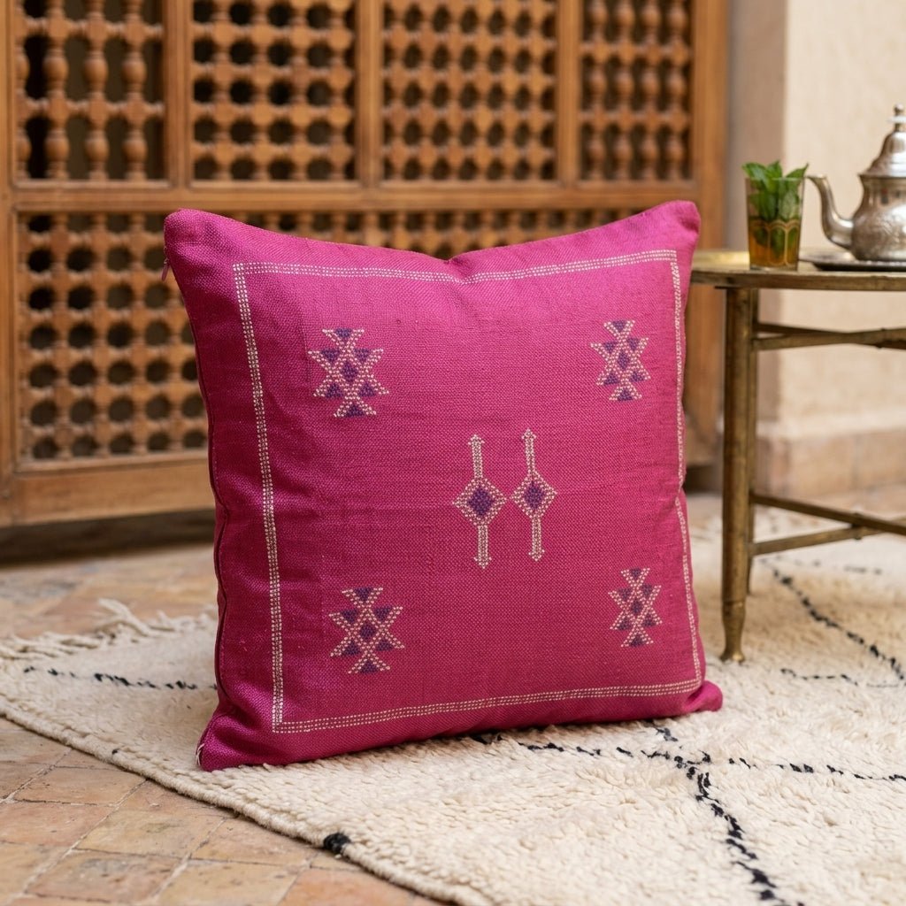 Coussin Berbère Rose Carré 50x50 | Yamiriam - YaMiriam