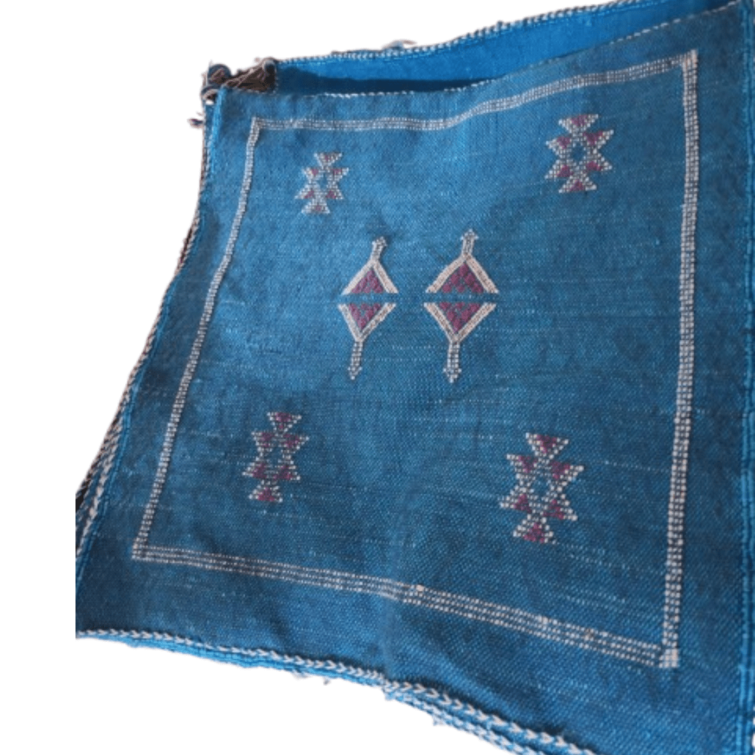 Coussin Sabra Bleu Indigo & Broderies Berbères | Yamiriam - YaMiriam