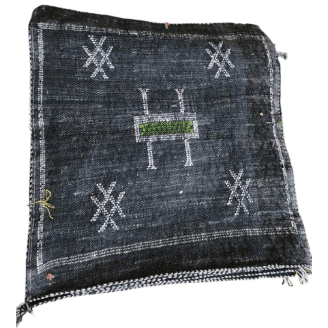 Coussin Sabra Noir Gris & Broderies Berbères | Yamiriam - YaMiriam