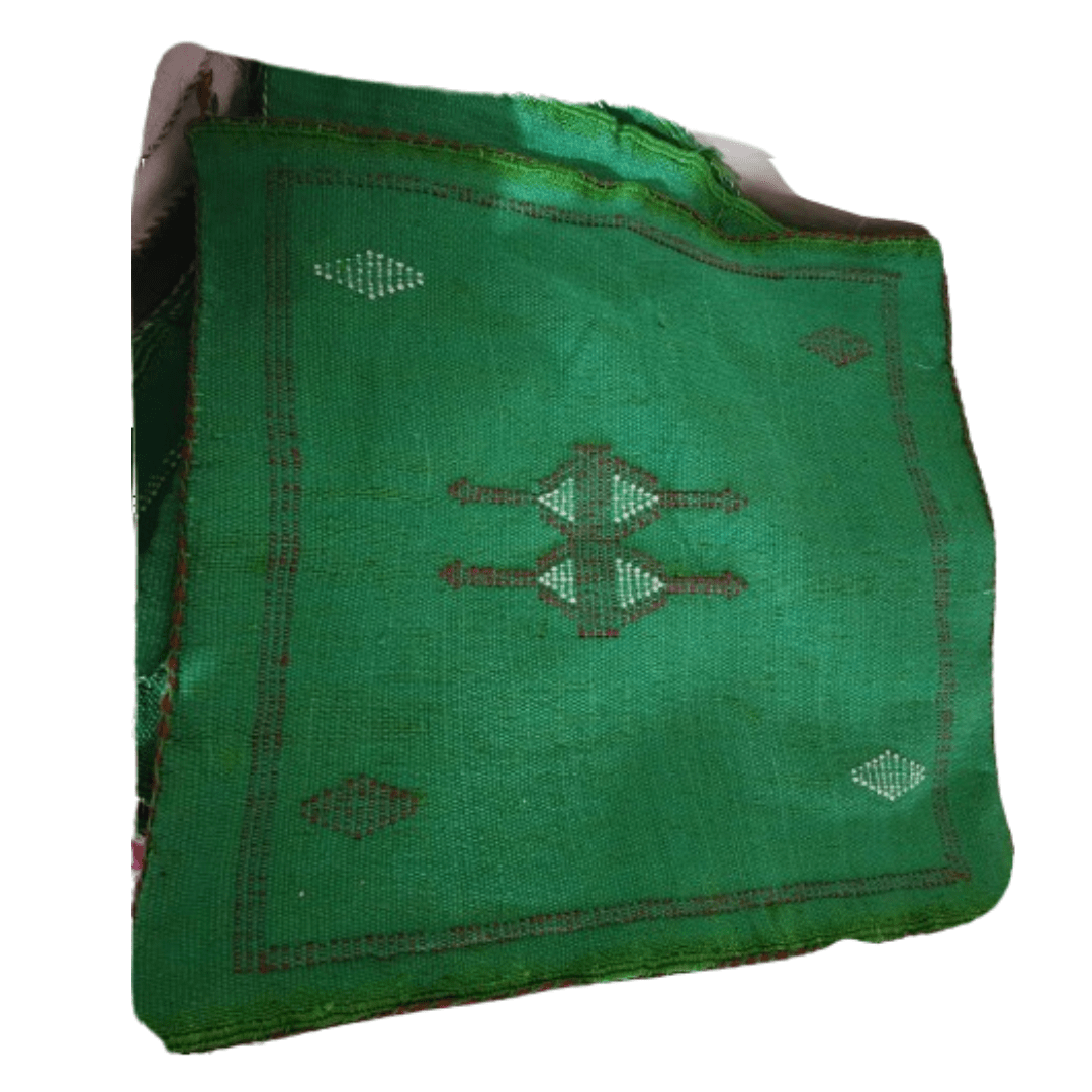 Coussin Sabra Vert & Broderies Berbères | Yamiriam - YaMiriam