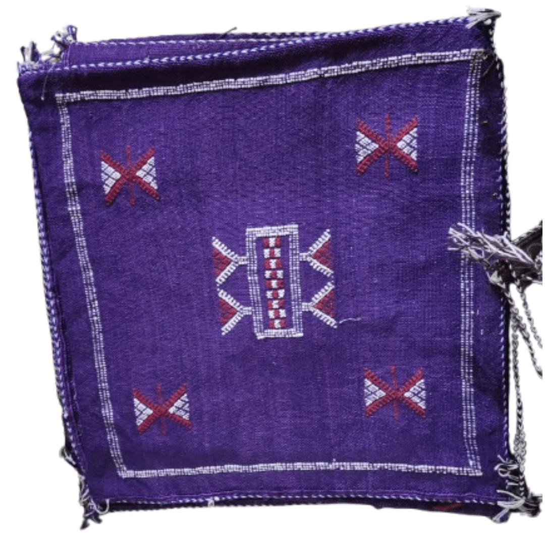Coussin Sabra Violet & Broderies Berbères | Yamiriam - YaMiriam